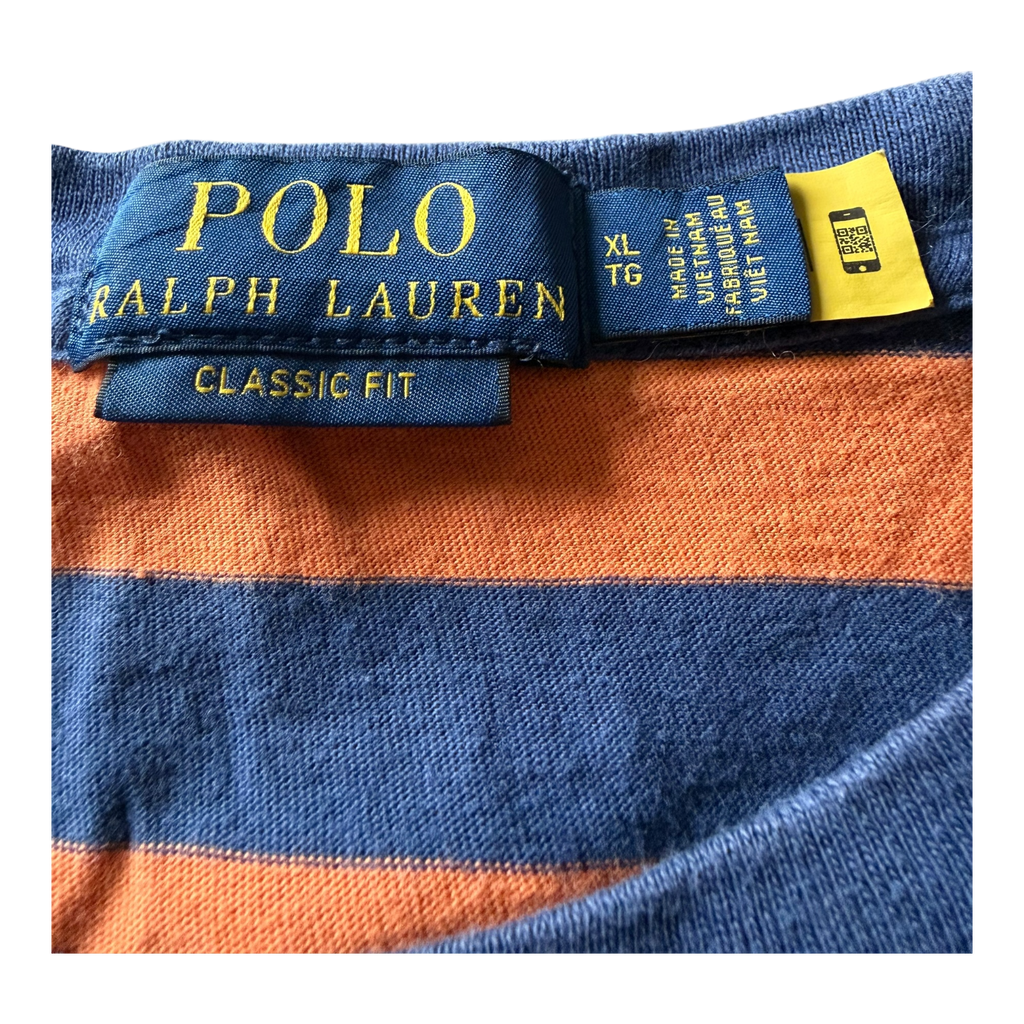 T-Shirt Ralph Lauren Rayé Orange/Bleu (XL)