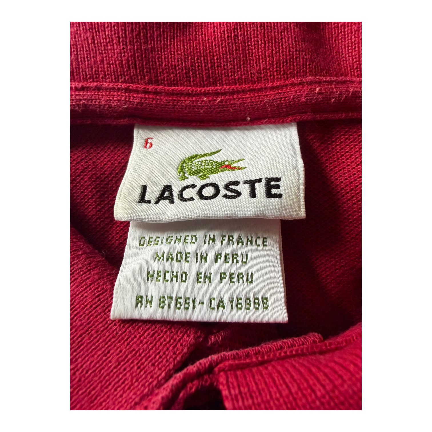 Polo Lacoste Rouge (XL)