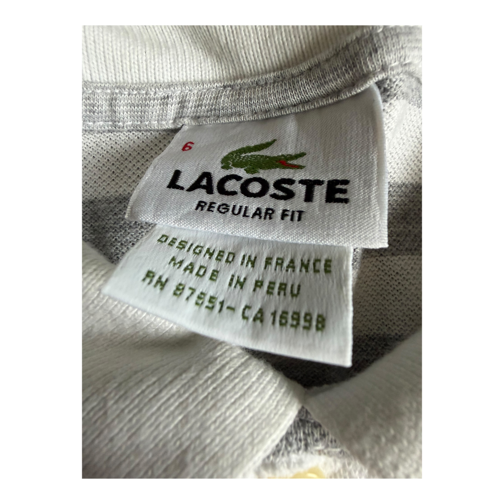 Polo Lacoste Rayé Gris/Blanc (XL)