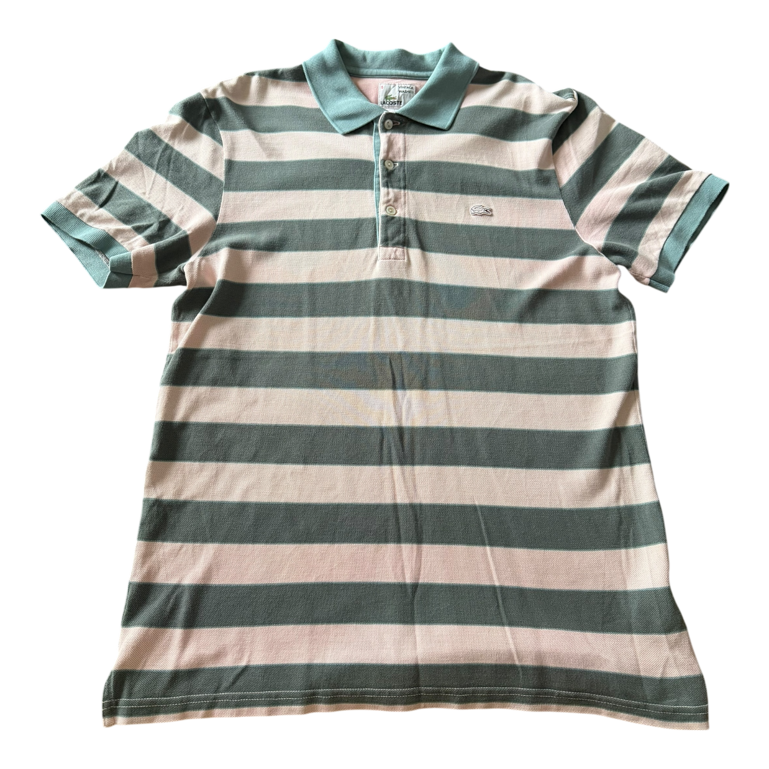 Polo Lacoste Rayé Rose/Kaki Gris (L)