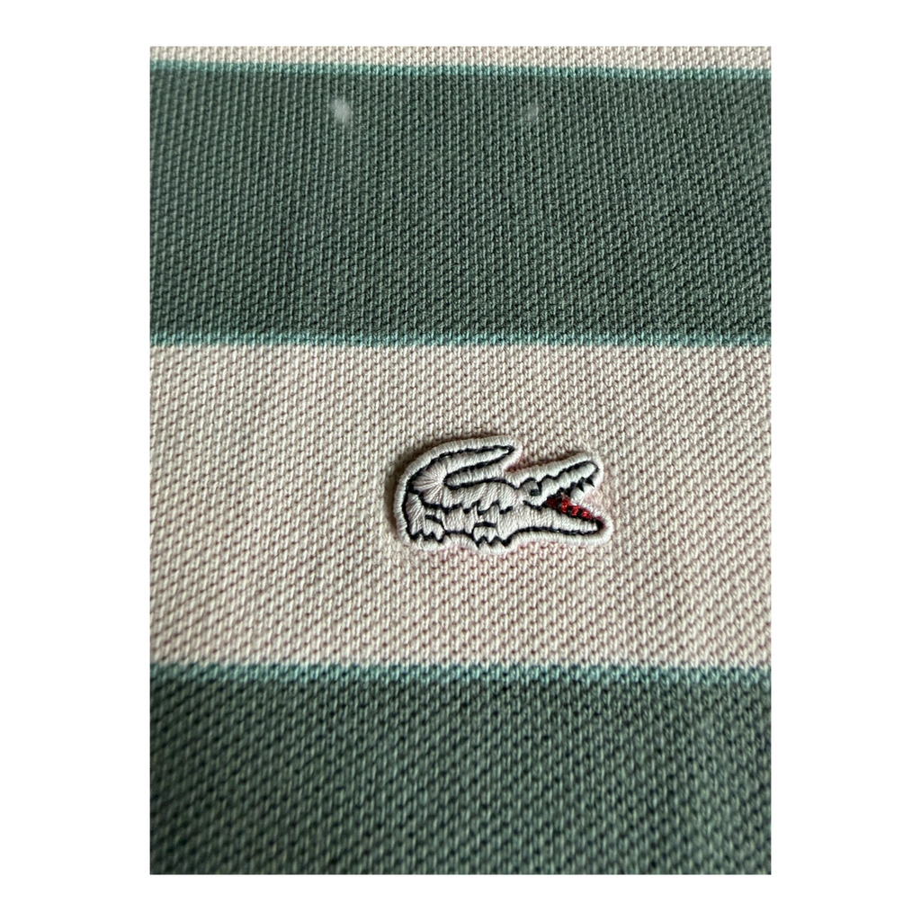 Polo Lacoste Rayé Rose/Kaki Gris (L)