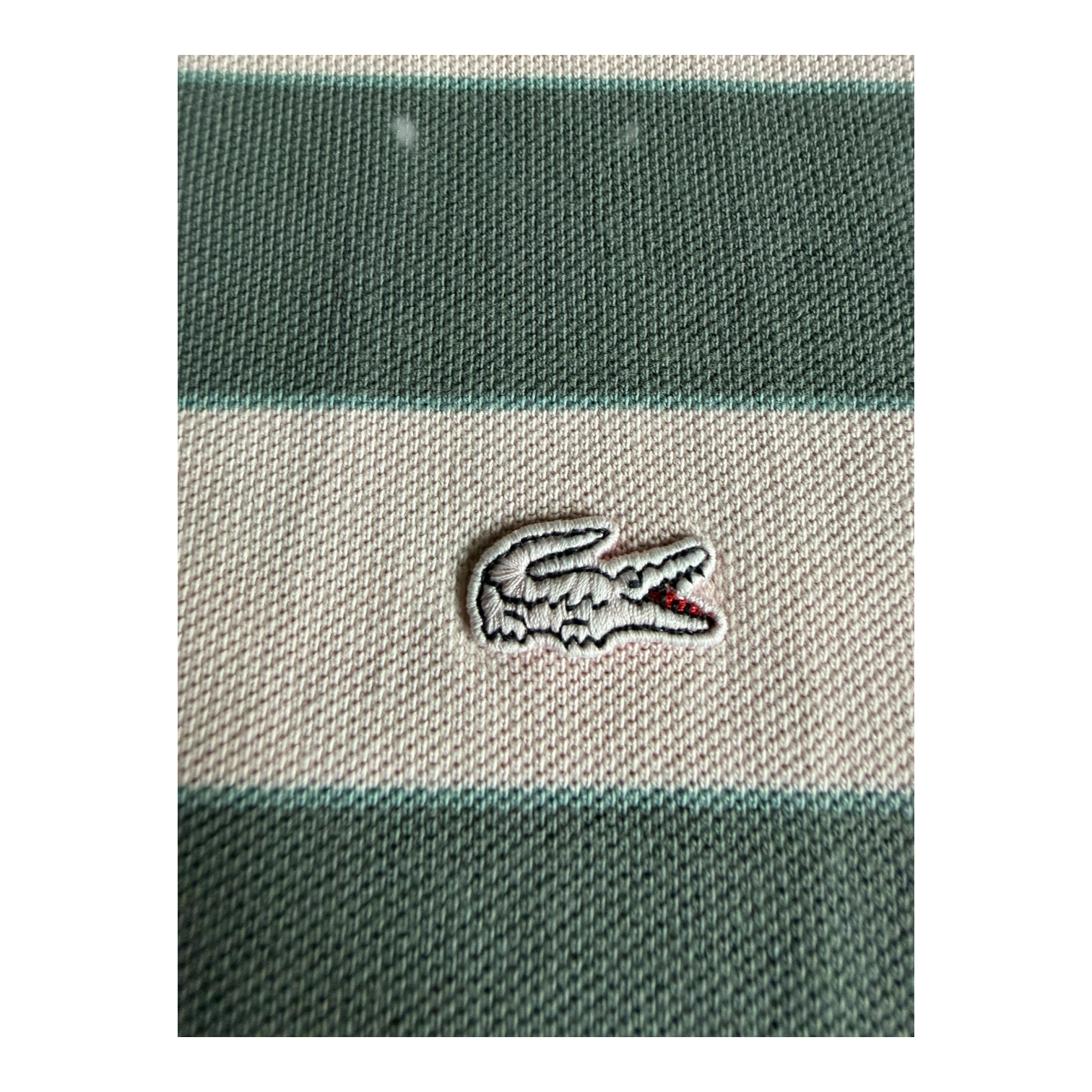 Polo Lacoste Rayé Rose/Kaki Gris (L)