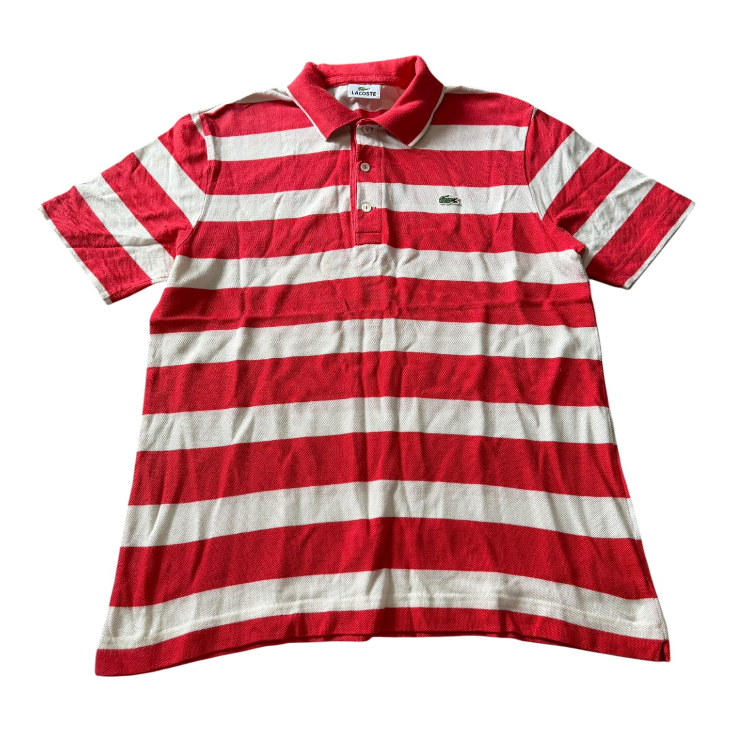 Polo Lacoste Rayé Blanc/Rouge (M)