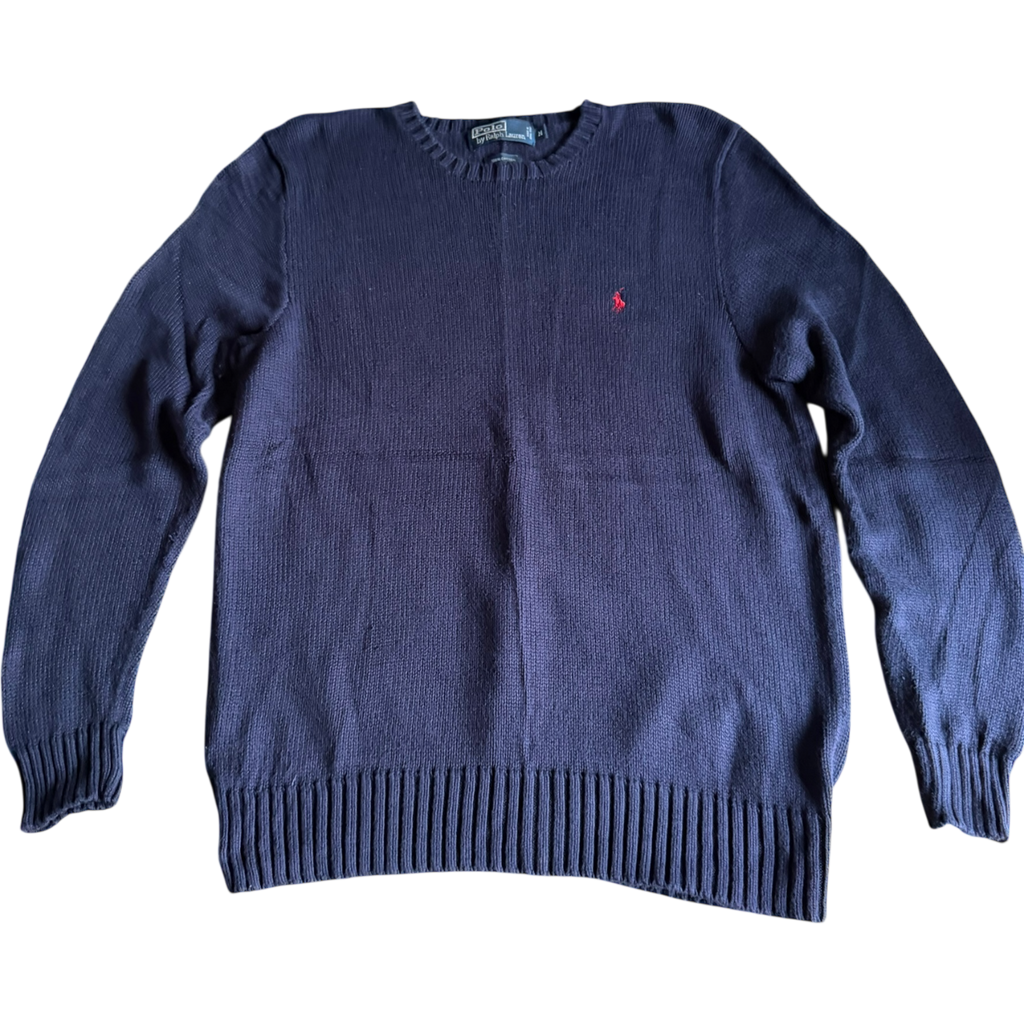 Pull Ralph Lauren Col Rond Bleu Marine (M)