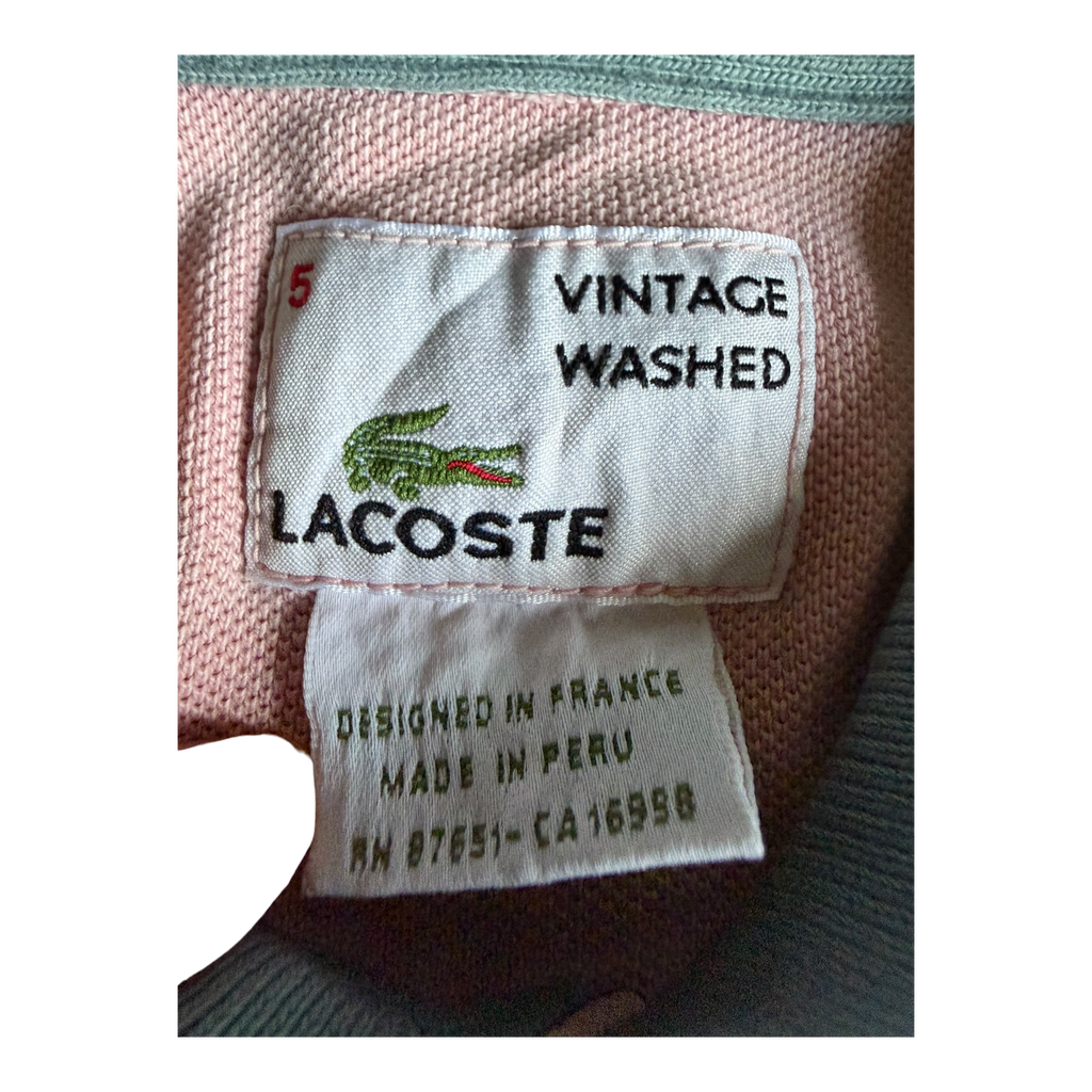 Polo Lacoste Rayé Rose/Kaki Gris (L)