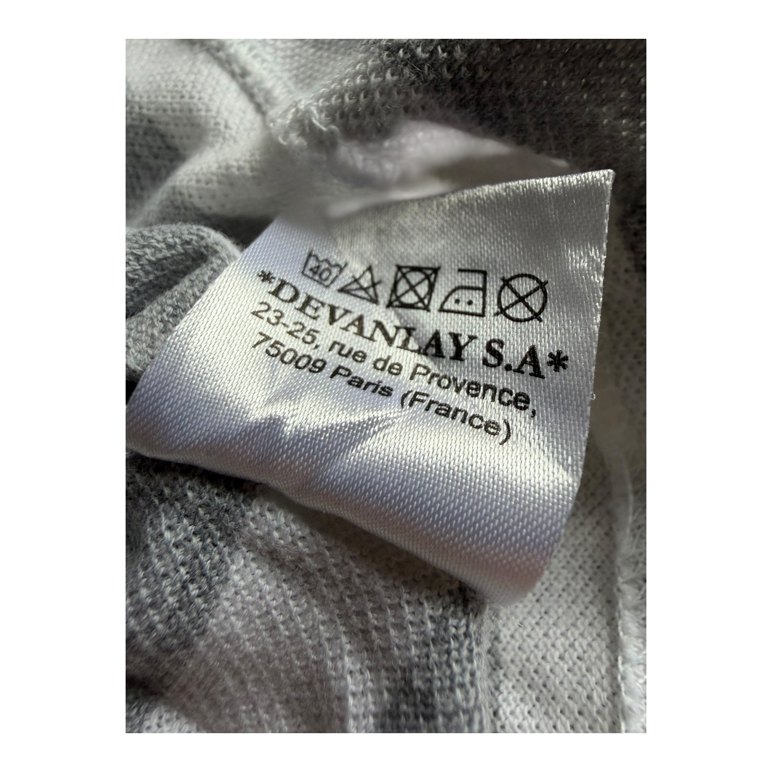 Polo Lacoste Rayé Gris/Blanc (XL)