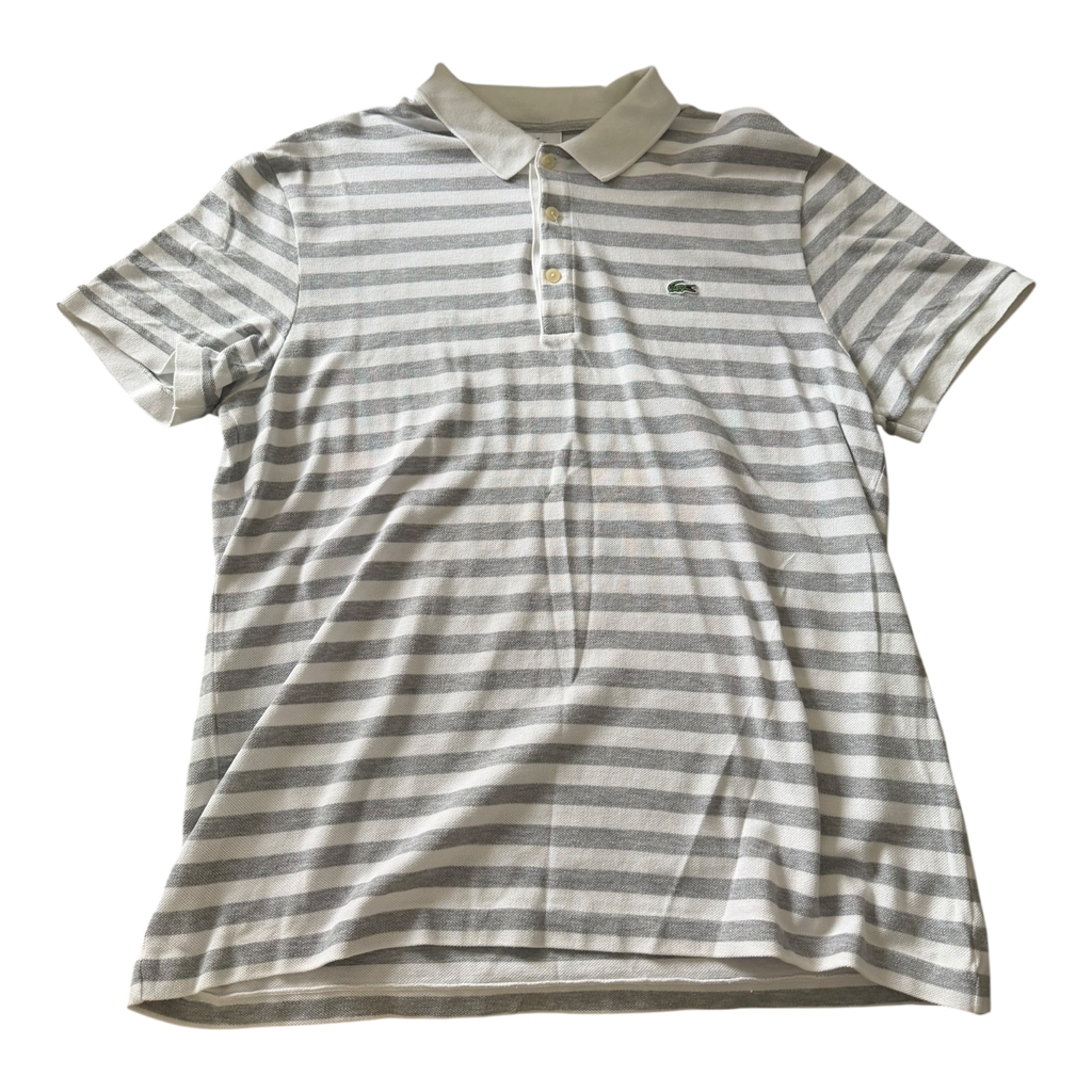 Polo Lacoste Rayé Gris/Blanc (XL)