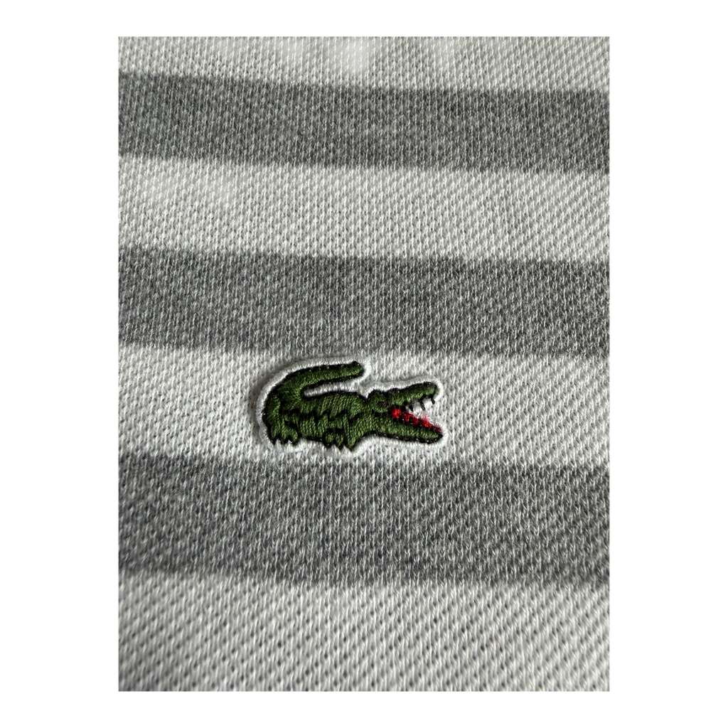 Polo Lacoste Rayé Gris/Blanc (XL)