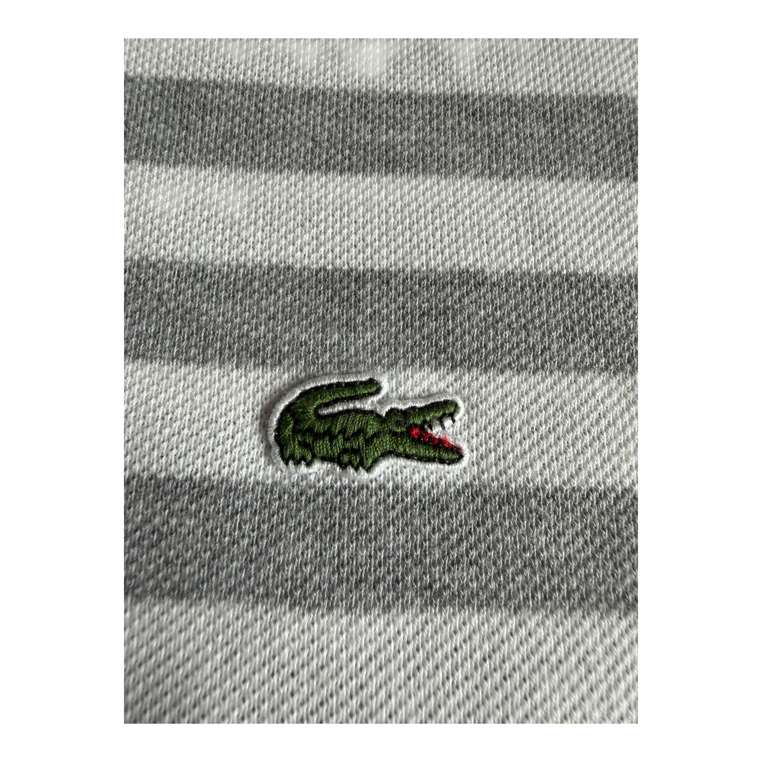 Polo Lacoste Rayé Gris/Blanc (XL)
